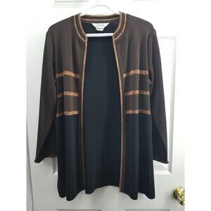 Exclusively Misook Open Front Cardigan Brown Small